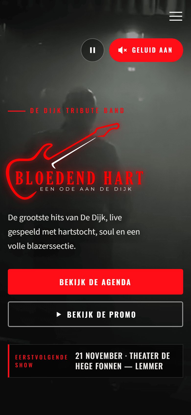 Mobiele weergave van de Bloedend Hart-website